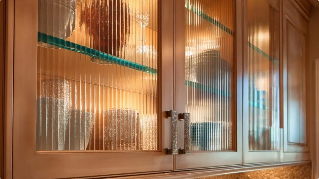 how to decorate glass kitchen cabinets