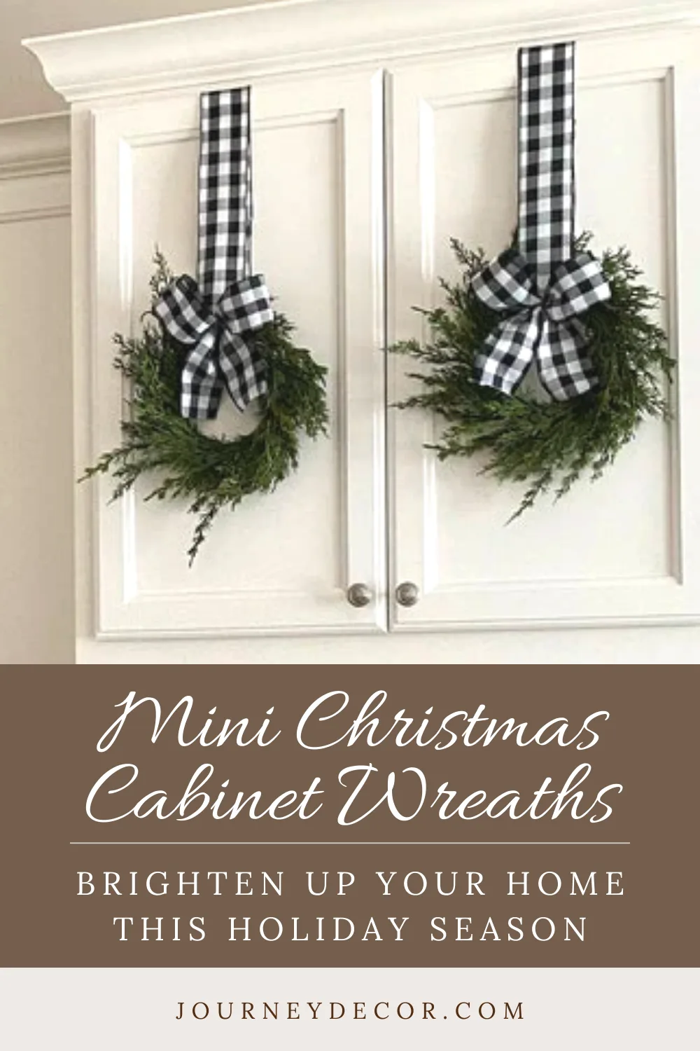 how to hang mini wreaths on kitchen cabinets