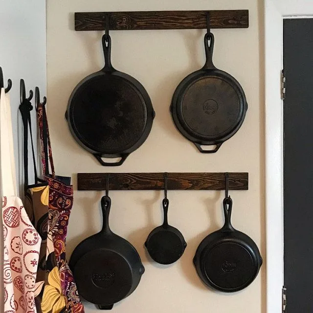 how to hang pans in kitchen