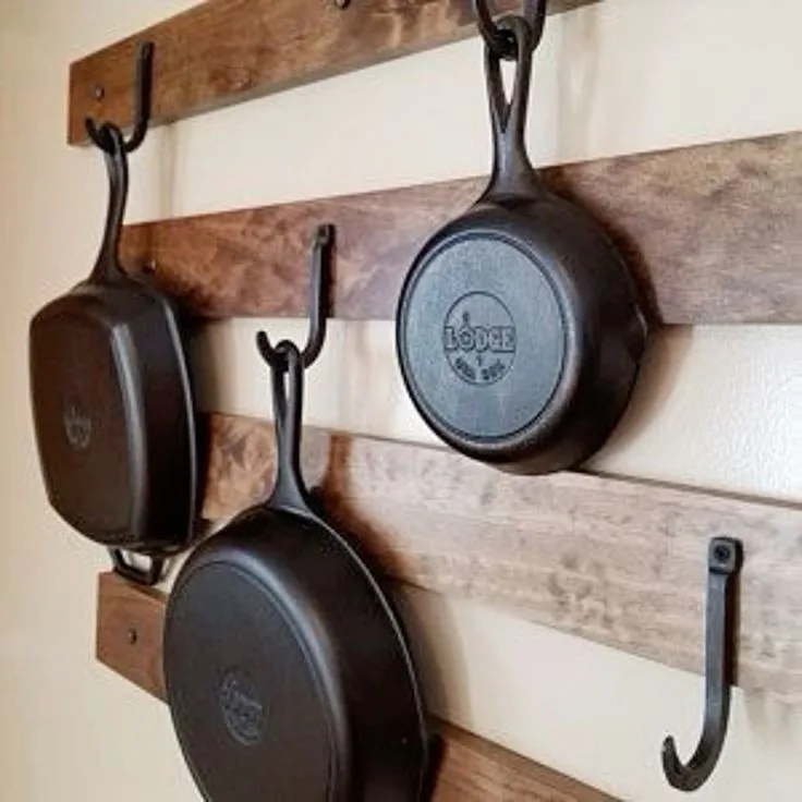 how to hang pots and pans in kitchen